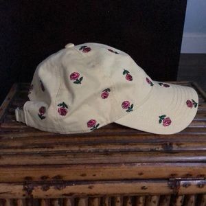 Yellow Hat with Red Roses